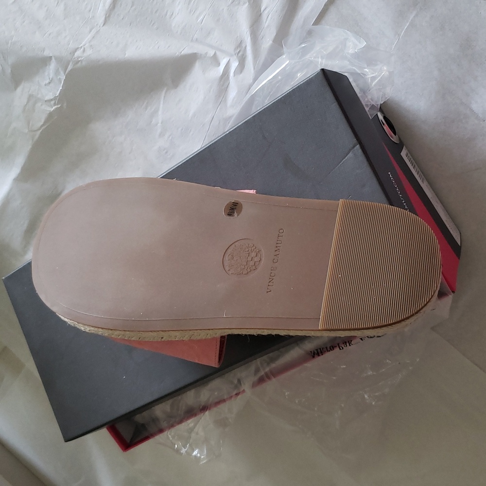 Vince Camuto NEW Slides Womens Mule Suede Tied Sandal SlipOn Espadrille NIB PINK - Picture 8 of 11